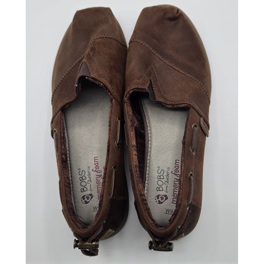 Skechers BOBS Loafers Womens 9 Brown Excellent Memory Foam Faux Fur Lined 33731